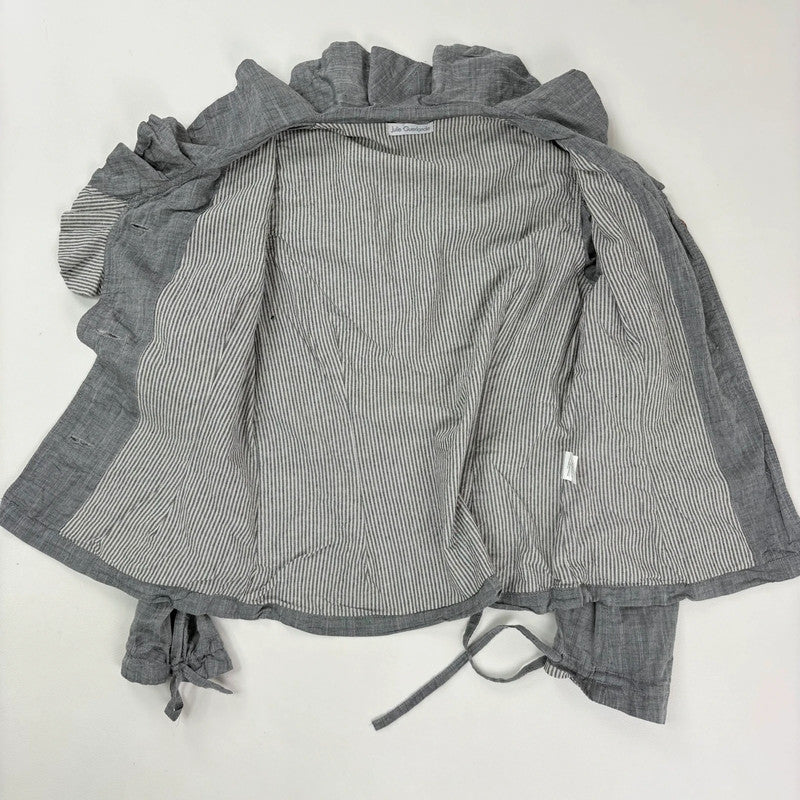 grey crinkle flared ruffle jacket