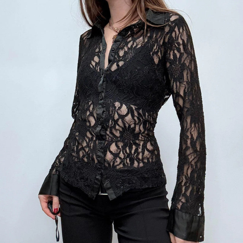 sheer lace flared gothic shirt