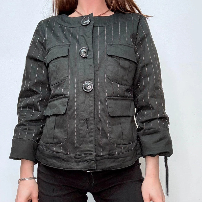 pinstripe oversized button peacoat