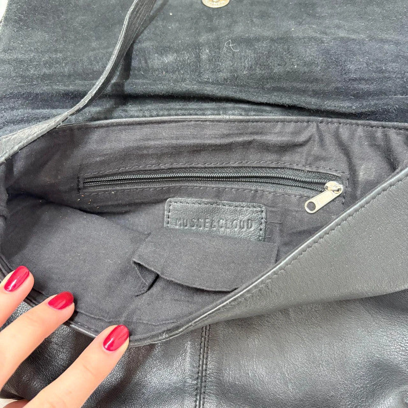 black leather studded grunge bag