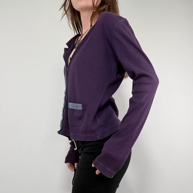 slouchy cotton button long sleeve t-shirt