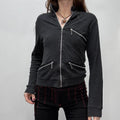 black fitted slouchy zip cardigan