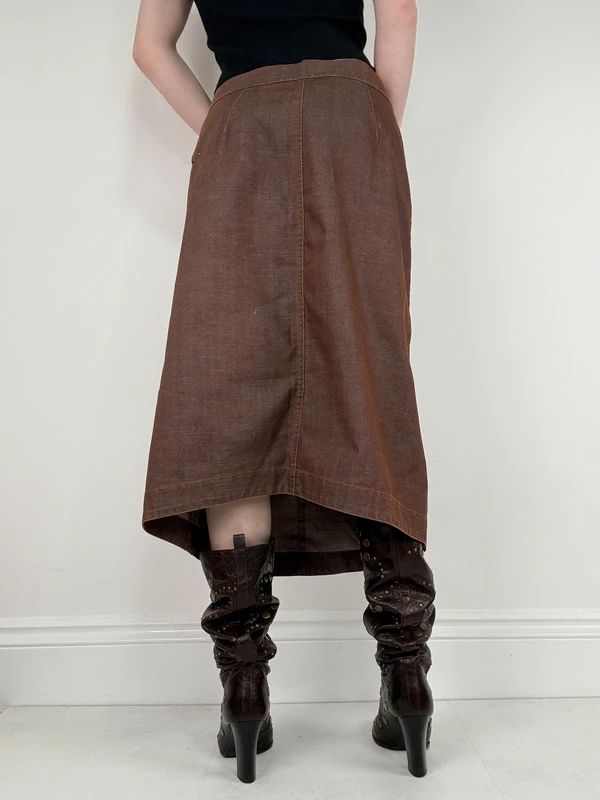 Cop Copine structured brown midi skirt