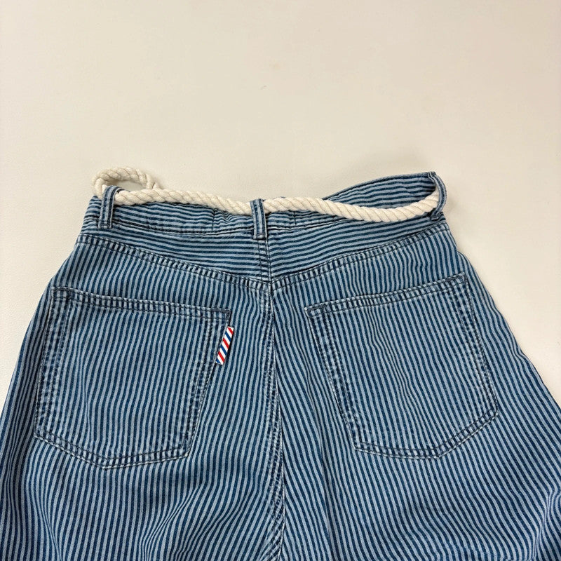 pleated pinstripe barrel trousers