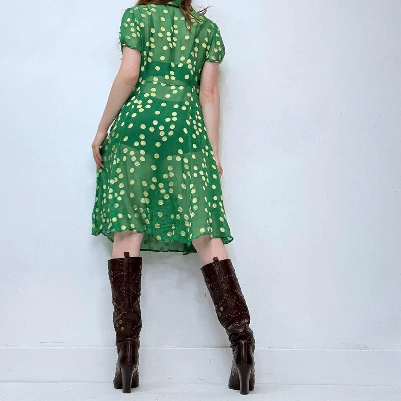 sheer green polkadot sun dress