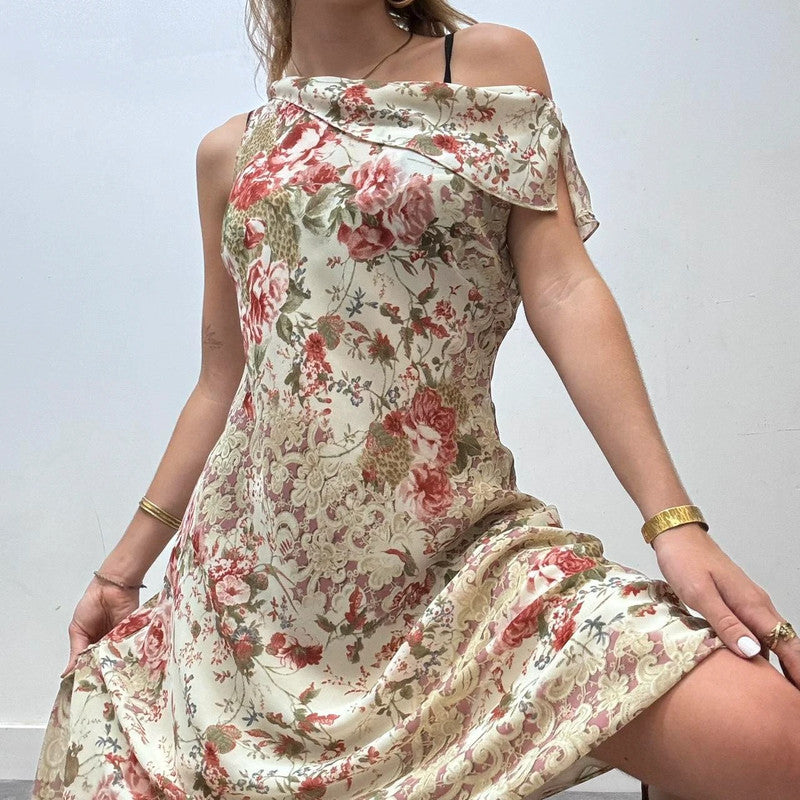 lace floral print sheer flutter maxi dress