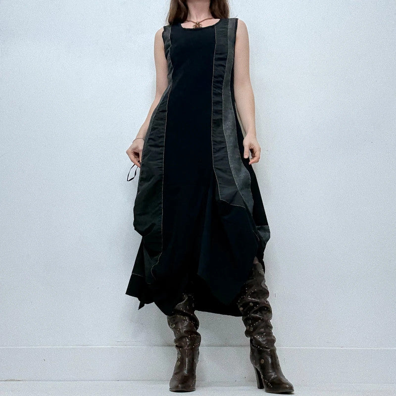 structured grunge flared maxi dress