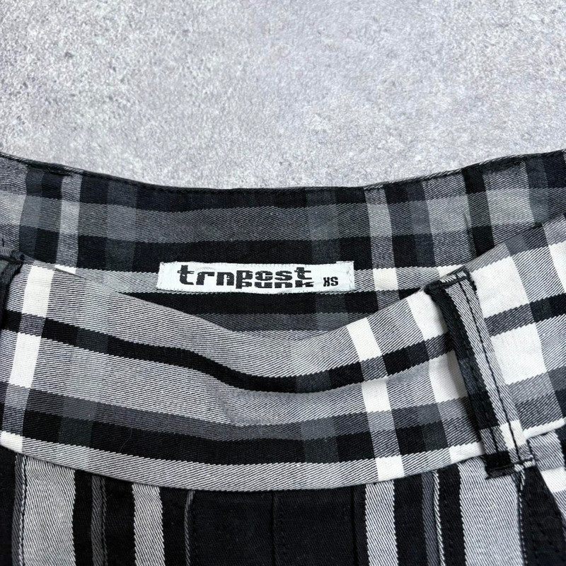 pleated mini tartan skirt