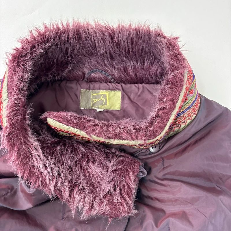 asymmetric embroidered longline puffa coat