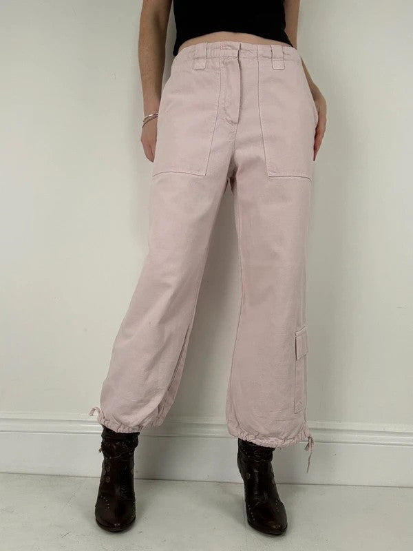 pink wide leg cropped capri pants