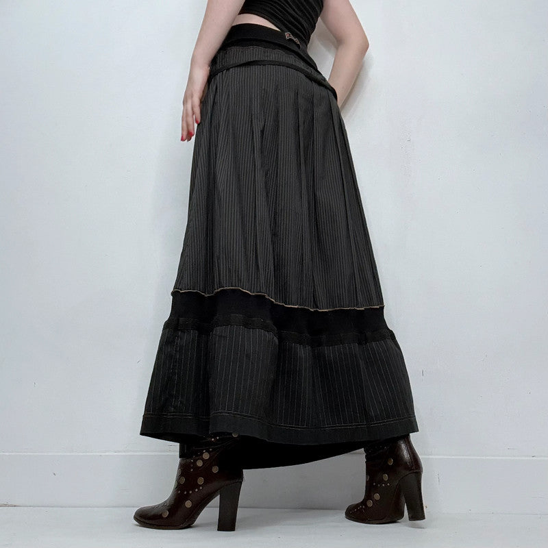 black Cop Copine pinstripe structured maxi skirt