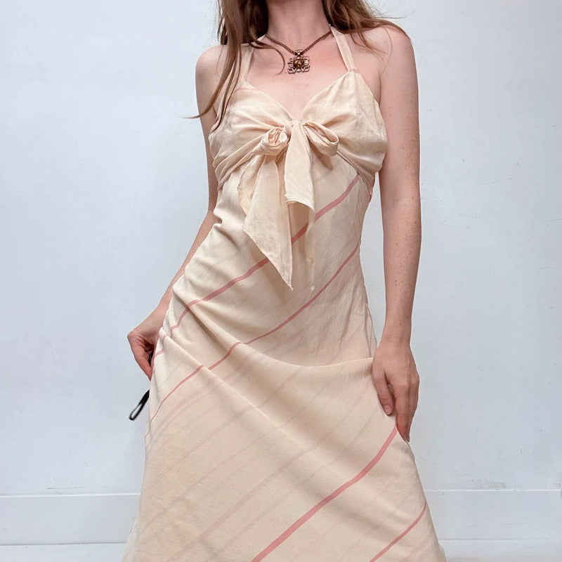 cream silk floaty flared striped