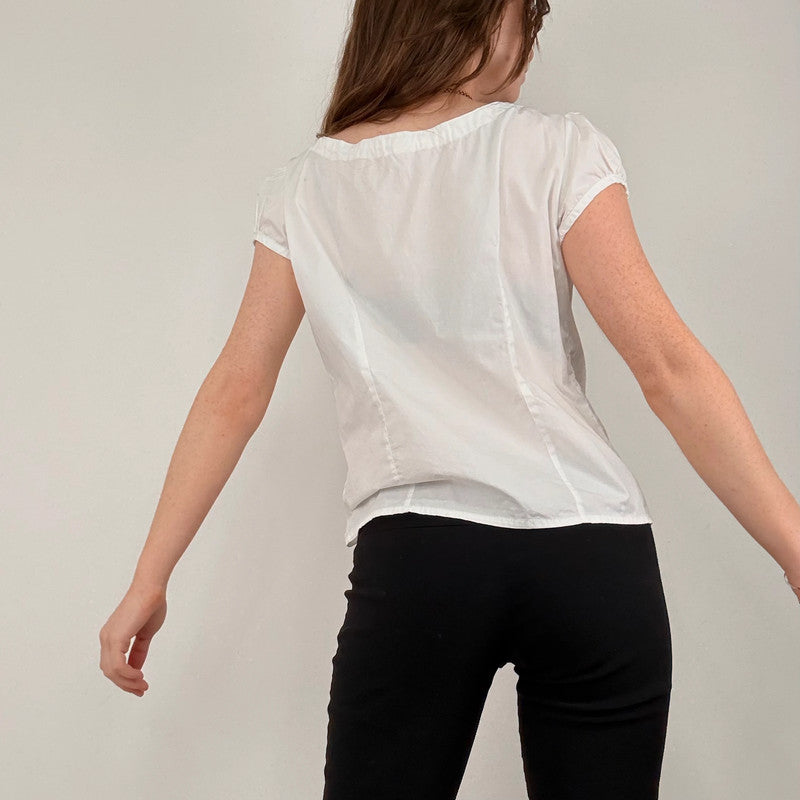 white cotton puff sleeve shirt