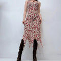 sheer floral handkerchief maxi dress