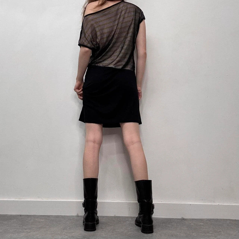 slouchy mesh graphic layered dress