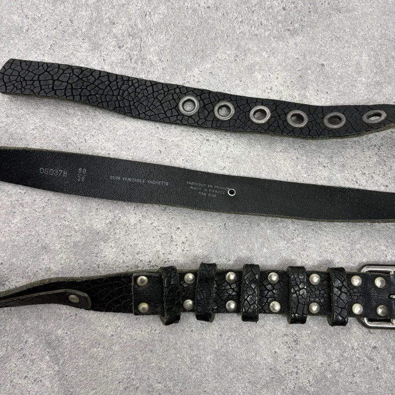 black leather eyelet cargo grunge belt