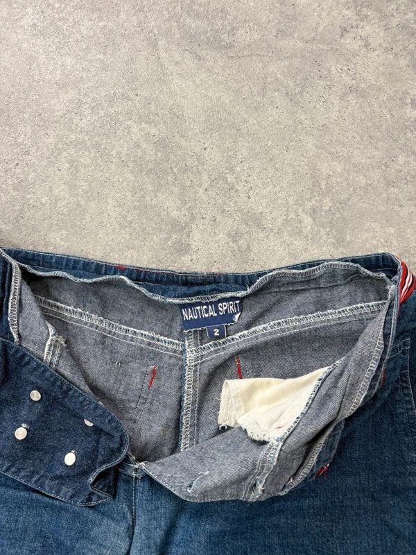 Vintage napoleonic nautical button up denim flares