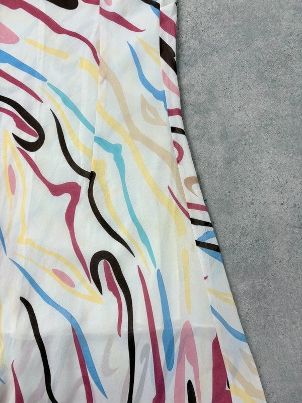 Ruffle multicoloured layered abstract asymmetrical dress