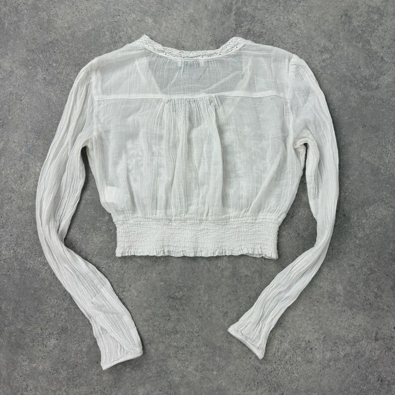 white cotton floral embroidered blouse