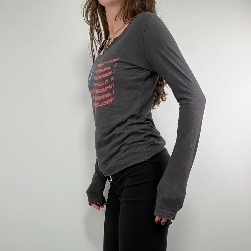 grey slouchy slash neck long sleeve t-shirt