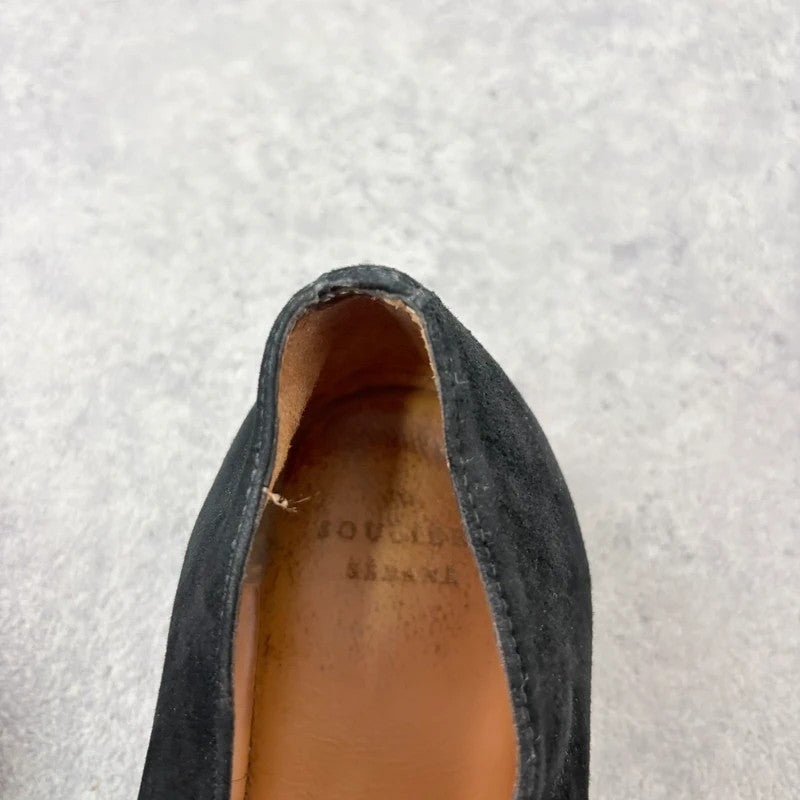 Sezane black leather suede ballet flats