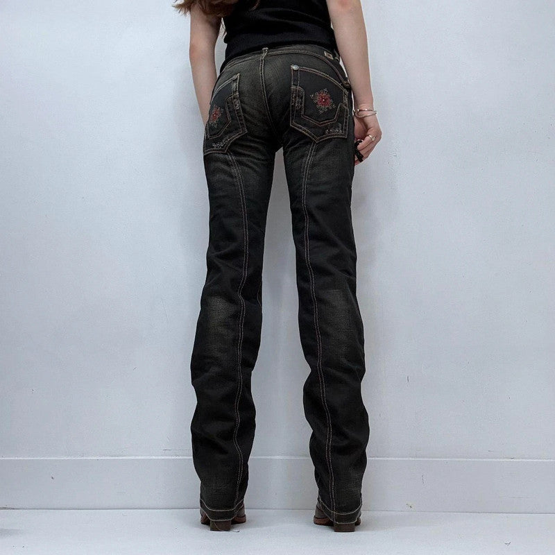 straight leg dark denim cargo jeans