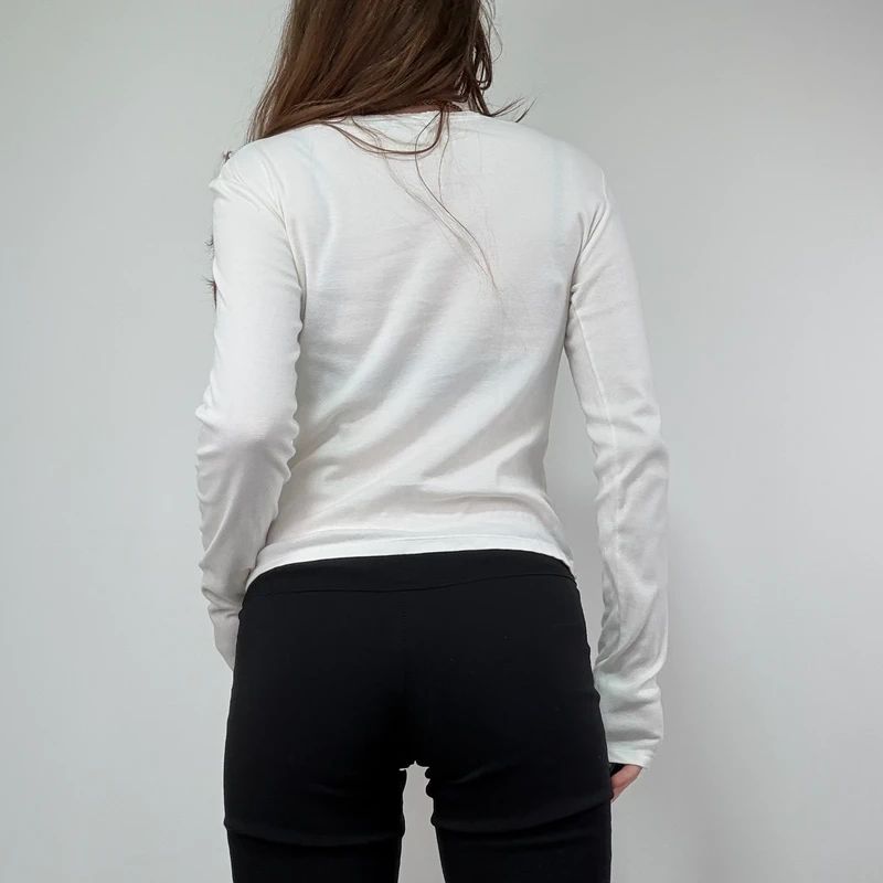 white long sleeve graphic printed 26 cotton t-shirt