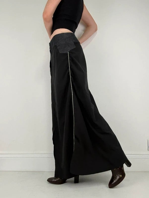 Black Cop Copine Paris maxi skirt with denim waistband