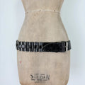 Black leather chunky metal belt