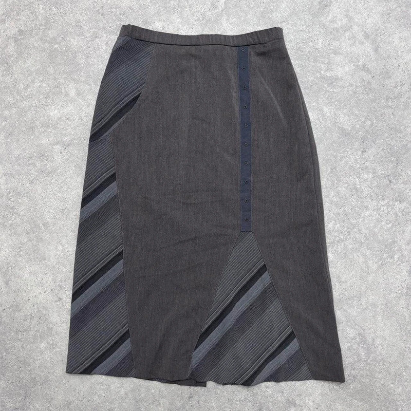 pinstripe grey suit office skirt