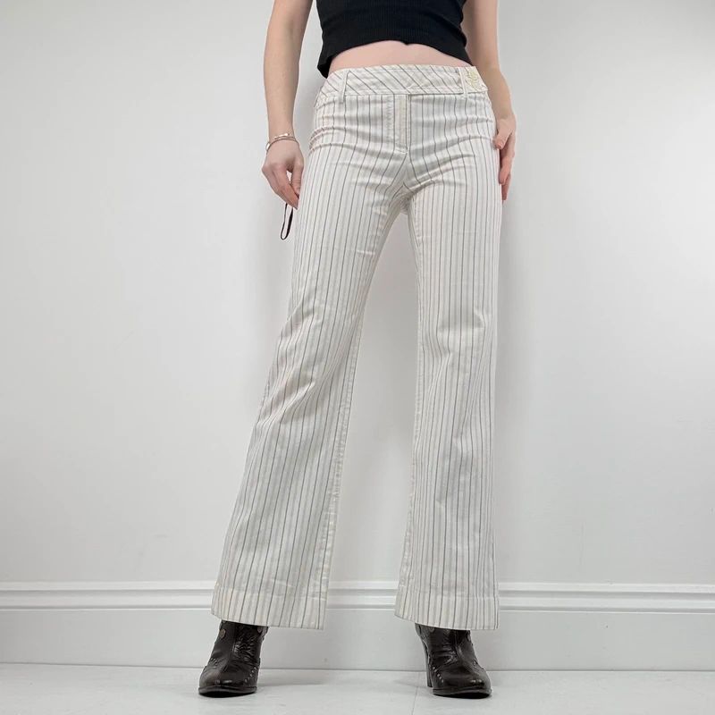 white pinstripe stright leg trousers
