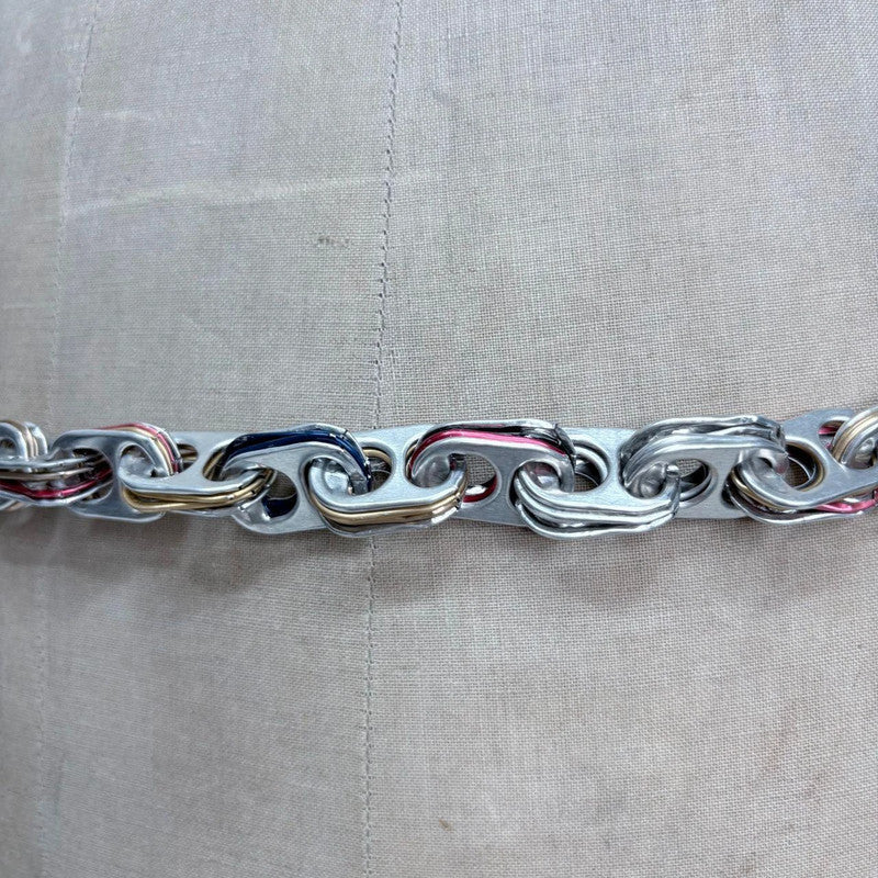 silver beer can top utility belt - adjustable