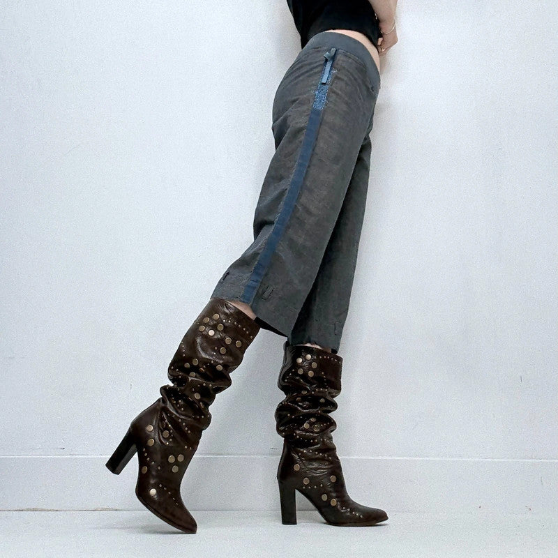 cop copine flared wide leg capri pants
