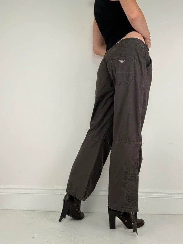 brown drawstring cotton pants