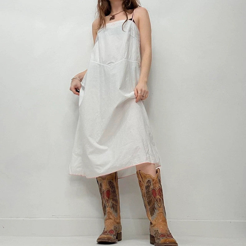 white linen embroidered midi dress