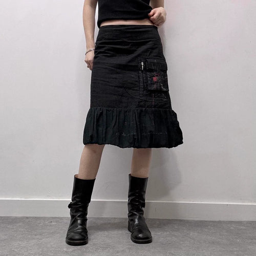 black cargo puffy grunge skirt