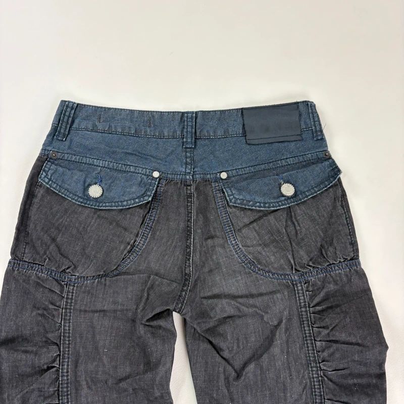 gathered cinched denim cropped pants