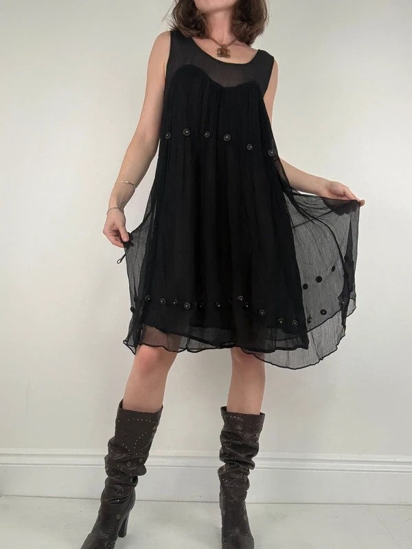 Grunge indie punky layered floaty black dress