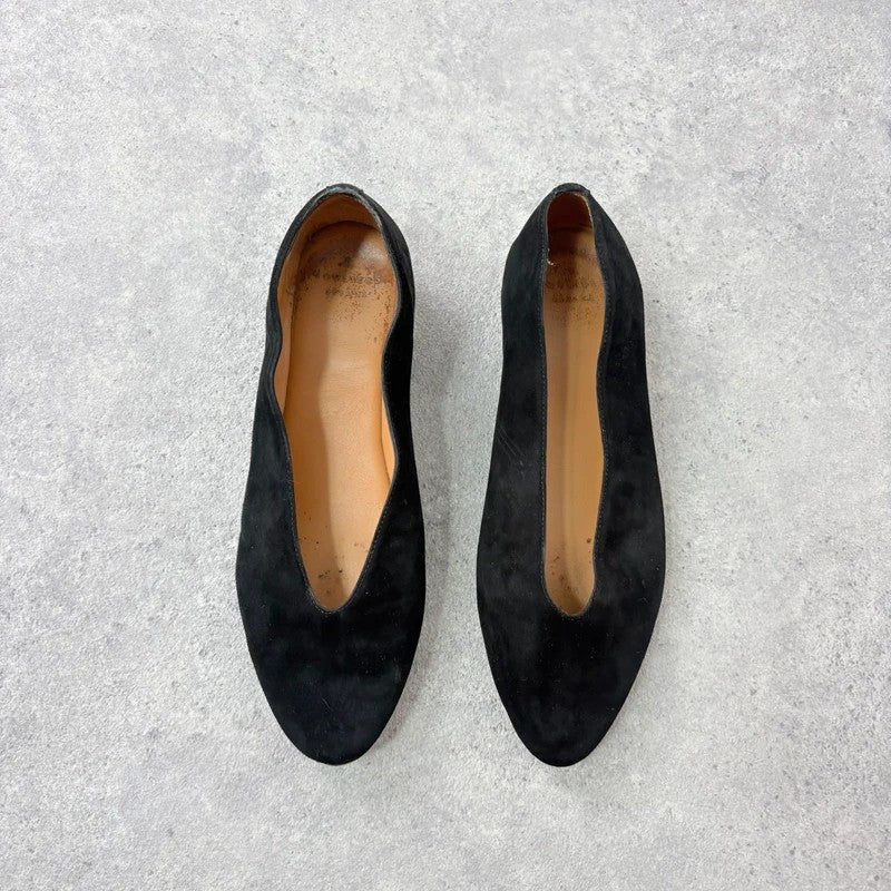 Sezane black leather suede ballet flats