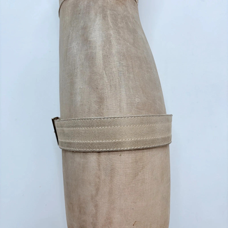 Tan leather silver eyelet belt