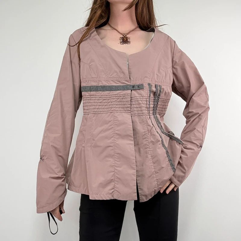 pink structured flared engineered shirt