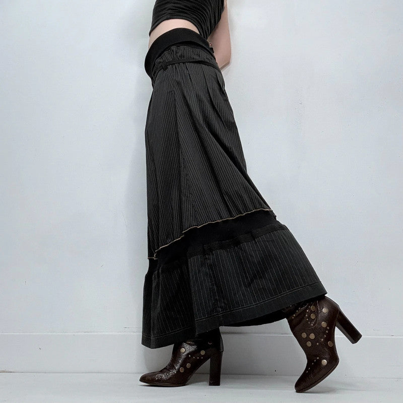 black Cop Copine pinstripe structured maxi skirt