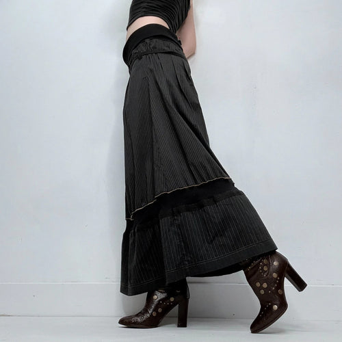 black Cop Copine pinstripe structured maxi skirt