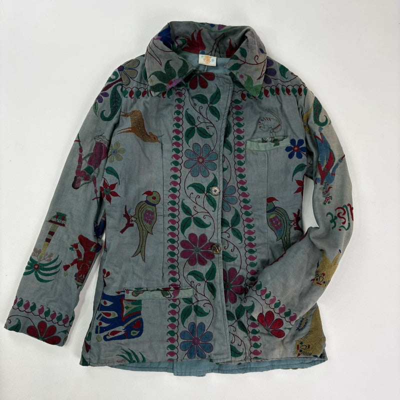 Khaki embroidered boho hippie jacket