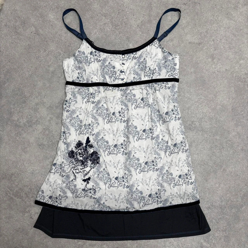 regency patterned blue dress