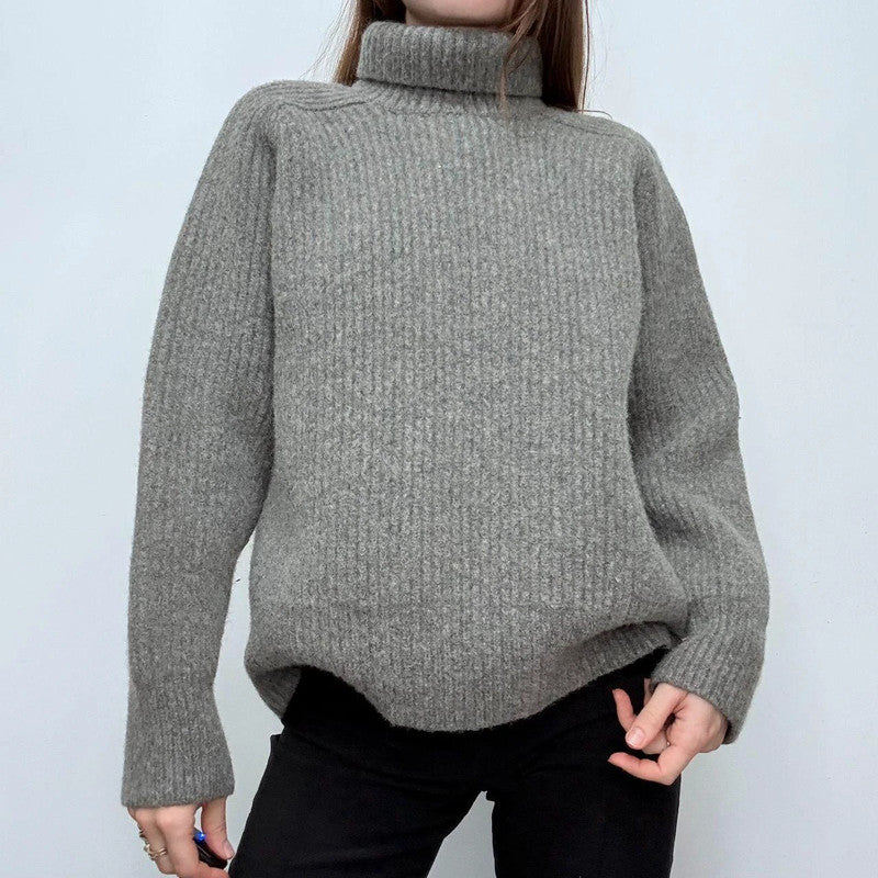 grey chunky ribbed knit ami paris jumper