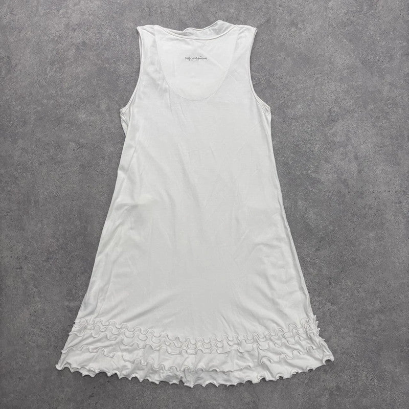 white cop copine ruffle midi dress
