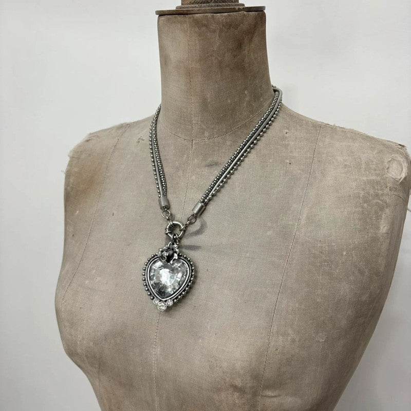 silver metal heart necklace