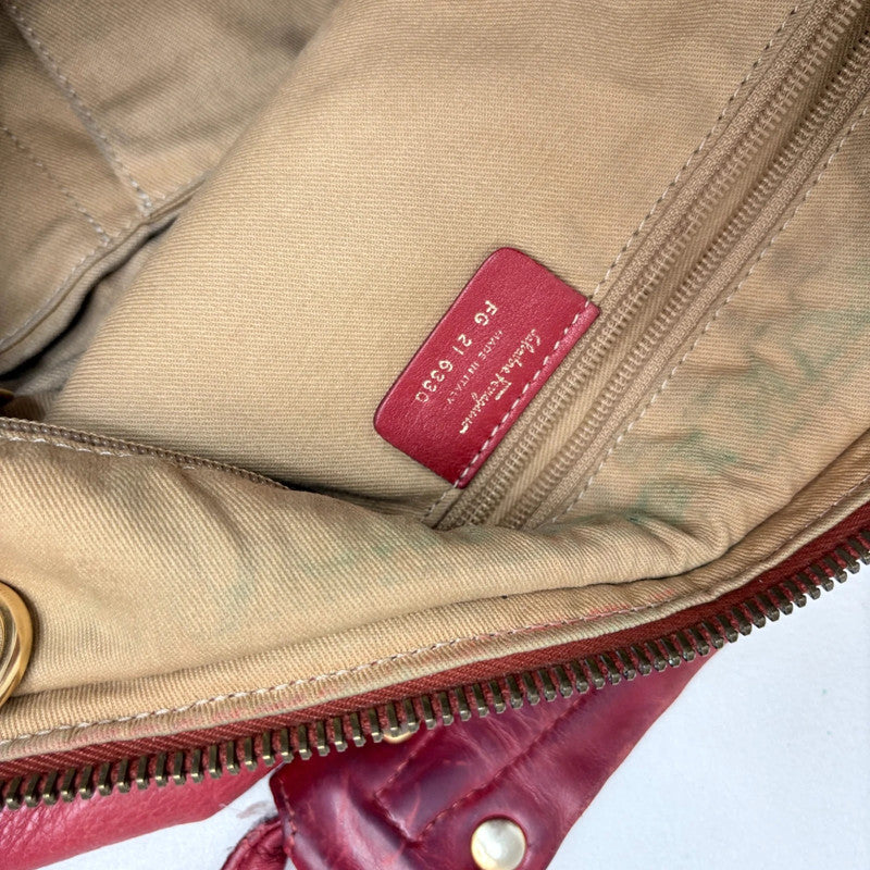 red leather slouchy boho Salvatore Ferragamo bag