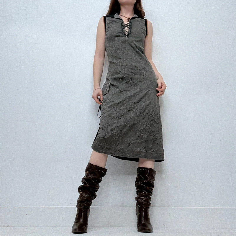 Cop copine distressed crinkle midi dress